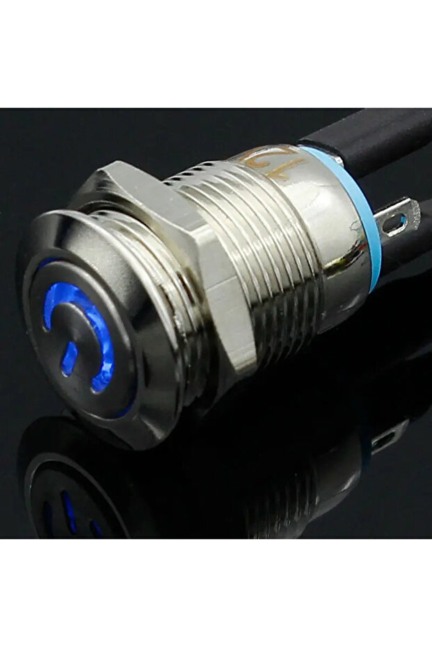 5V 1PC Blue 1PC 12mm 3V 5V 12V 220V Angel Eye Aluminum Metal LED Power Push Button Switch Self-reset
