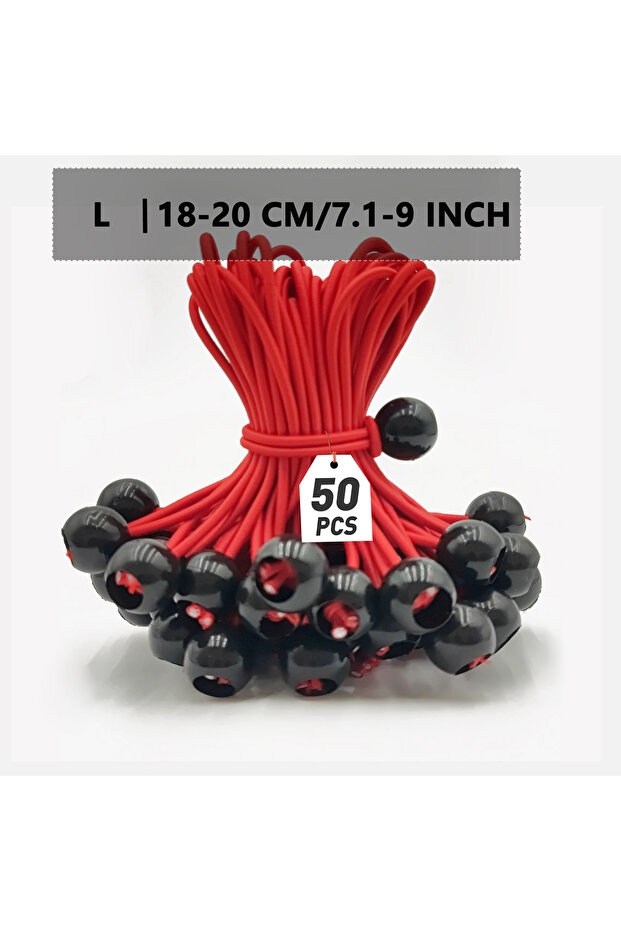 Red 9inch Ball Bungee Cords 4/6/9 Inch,50 PCS Tarp Ball Bungee Ties Heavy Duty Canopy Tie Downs for