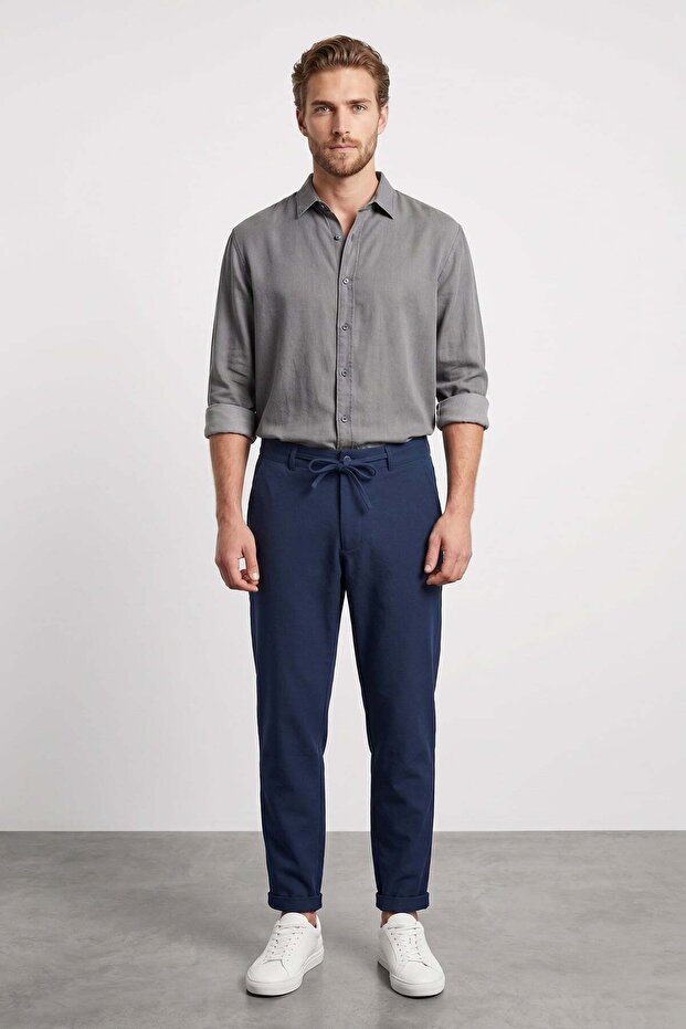 Tie-Waist Double-Leg Jogger Pants