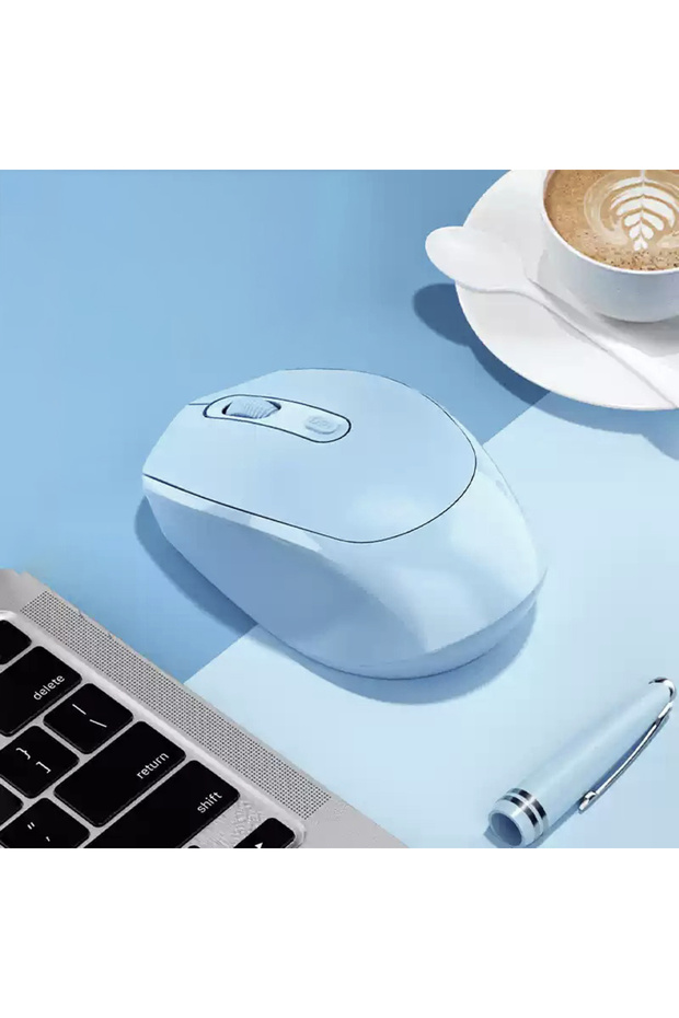 Blue Bluetooth-compatible Wireless Mouse Ergonomic Computer Mouse PC Optical Mause with USB Receiver