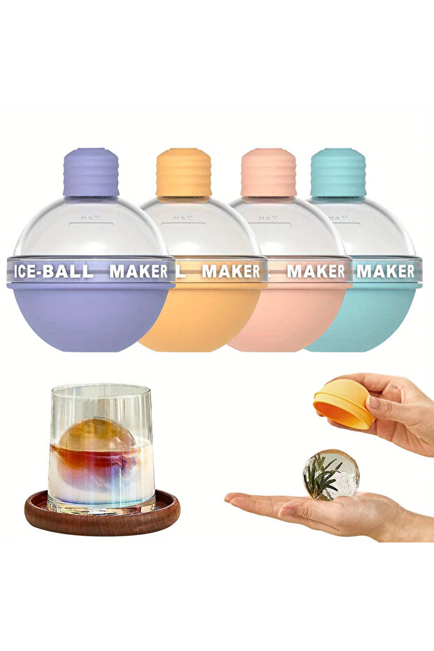 4Pcs-mix 4Pcs Ice Cube Mold Round Ice Hockey Premium Silicone Ice Sphere Molds Seamless 2.5in Ice Ba