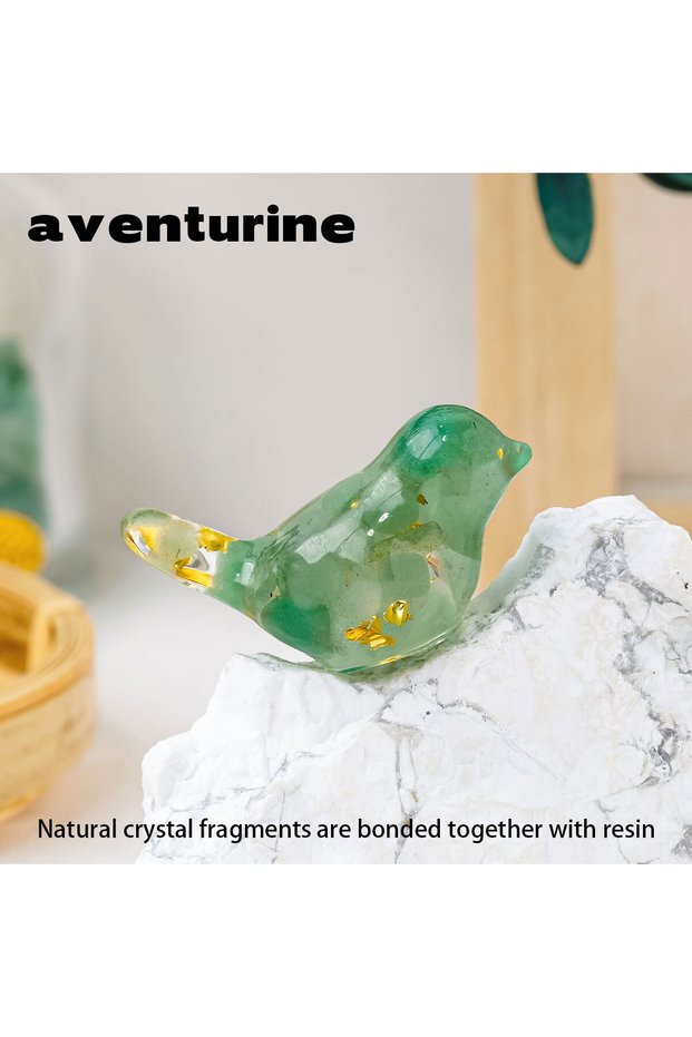 aventurine 1PC Natural Crystal Bird Statue Reiki Stone Figurine Fengshui Sculpture for Pet Memorial
