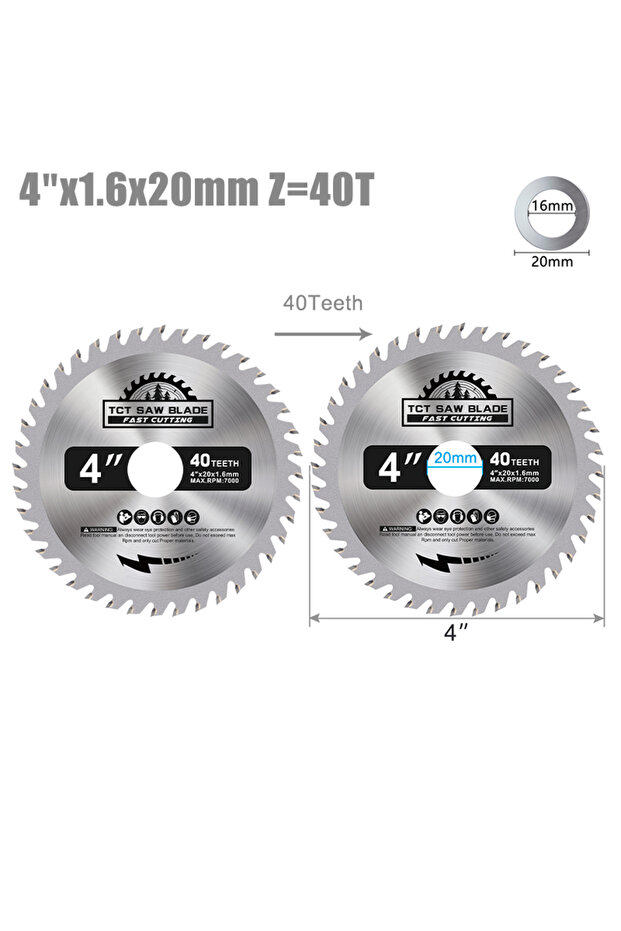 2pcs 4inx1.6x20x40T XCAN 4'' 100mm Circular Saw Blade TCT Woodworking Saw Blade 30T 40T Carbide Wood
