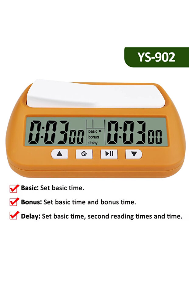 YS-902 أصفر YS9901/YS902 ساعة شطرنج احترافية محمولة متعددة الأغراض ومؤقت لعبة شطرنج رقمي T