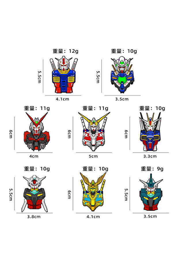 Bandai 8Pcs Mobile Suit Enamel Pins Cartoon Creative Alloy Brooch Personalized Interesting Accessori
