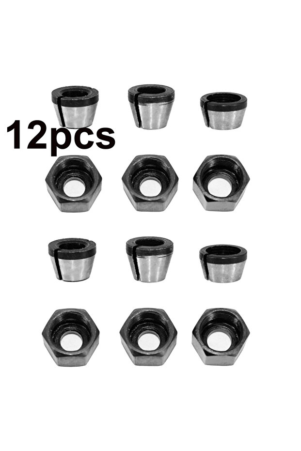 B set 12pcs 6/8/12pcs Router Collet Chuck 6mm 6.35mm 8mm High Precision Trimmer Collet Adapter for W