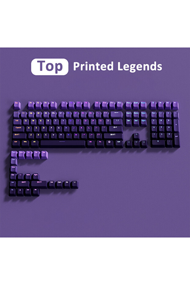 Top-Purple-Black Top Print Gradient Keycaps 60% 65% 75% TKL 96% 98% 100% Red Purple Grey Green Blue