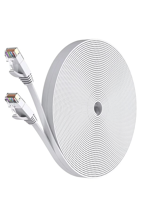 2M CAT 6 White Flat CAT6 Ethernet Cable Flat UTP Network Cable 50M RJ45 Patch LAN Cable Ethernet CAT