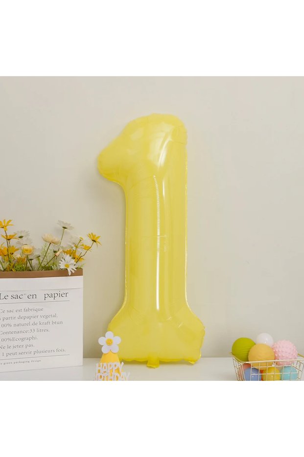 40inch number 1 1pc 40 inch Lemon Yellow Digital Balloon Aaluminum Film Number Balloons Adult Party
