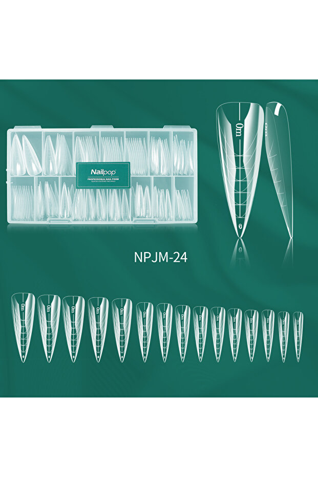 JM24-Clear 150 Nailpop 150pcs/box Nail Dual Forms Square Coffin Quick Building Gel Mold Nail Extensi