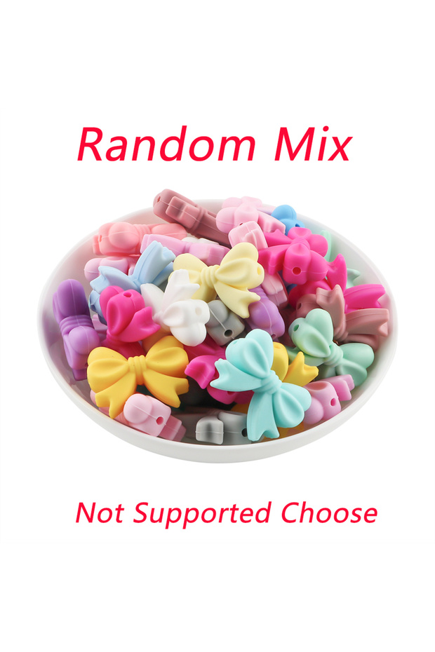 10pcs Random mix Kivoct 10pcs Crown Bowknot Silicon Beads Bow Tie Beads For Jewelry Making DIY DIY N