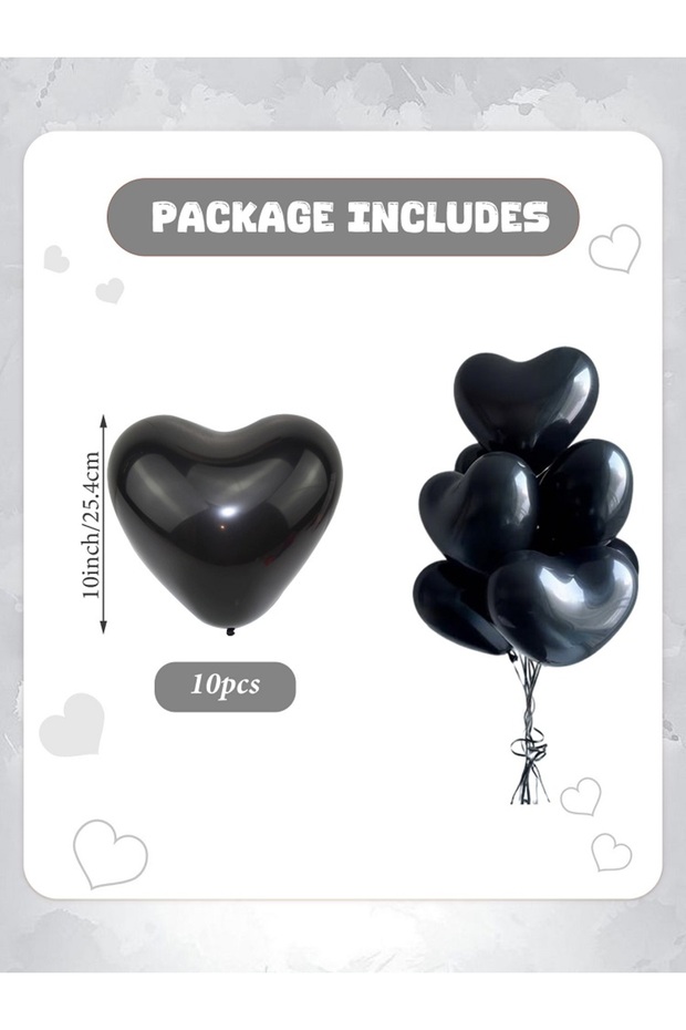 10inch 10pcs 10 pcs 10Inch Black and White Heart Balloons for wedding ,bridesmaids' gifts, engagemen