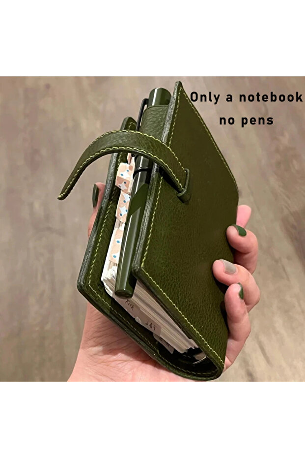 YP 40 White Pages M5 Green Leather Notebooks Portable Pocket Book Loose Leaf Notebook With 60/40 Bla