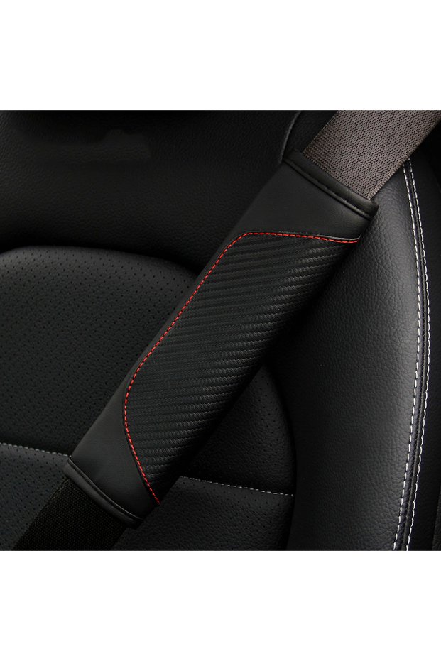 black 1 set of PU carbon fiber leather car shoulder guard belt decoration for car interior, availabl