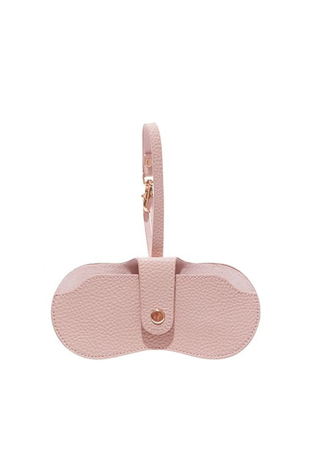 pink Magnetic Glasses Case - Slim Leather Sunglasses Pouch Holder - Portable Travel Eyewear Organize
