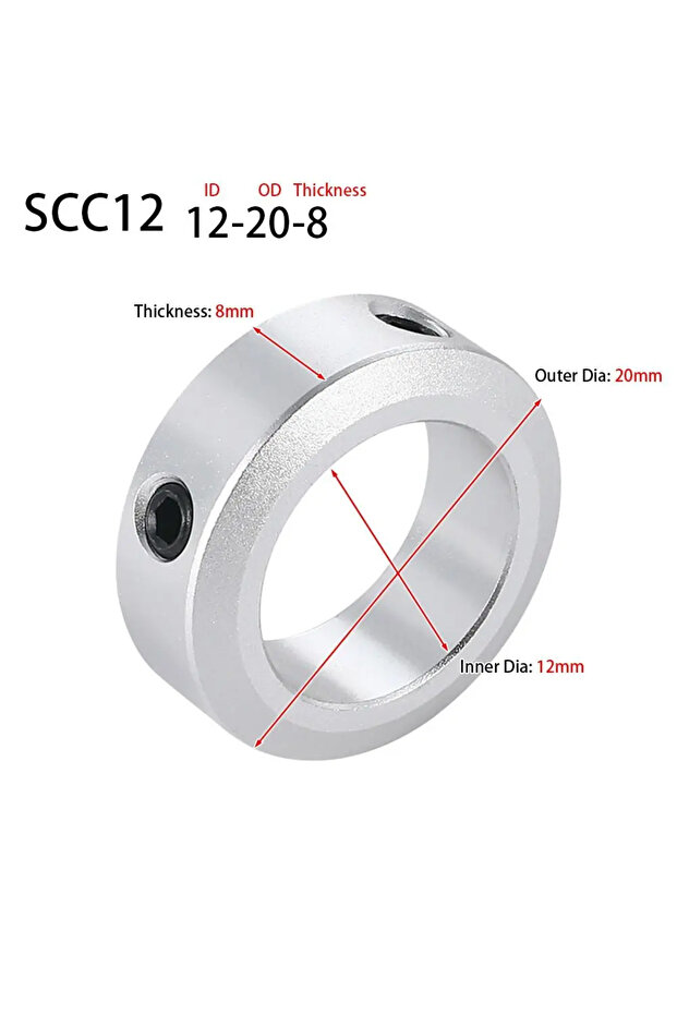 3 قطع SCC12 12-20-8 6-30 مم قطر حلقة حد قفل ثابتة من نوع برغي إيقاف من سبائك الألومنيوم طوق عمود B