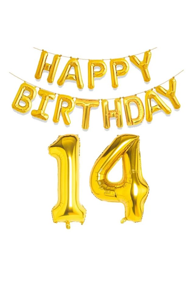 Other As the picture BIRTHDAY 14 15 Pcs Gold Happy Birthday With Number Foil Balloons Kids Adult Pa
