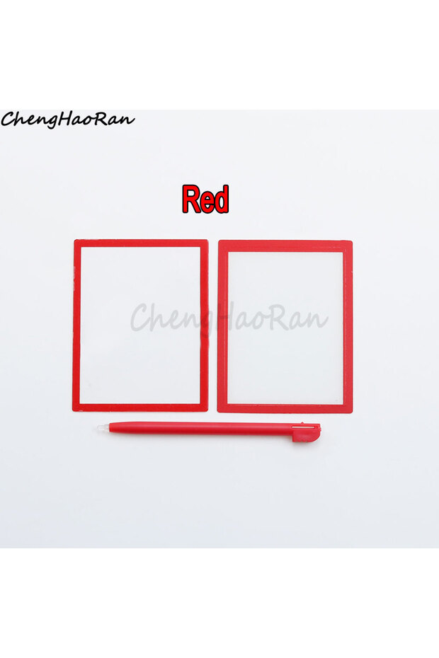 Red 1 Piece Top LCD Screen Cover + Bottom Frame Plastic Lens + Stylus For NDSL Game Console DS Lite
