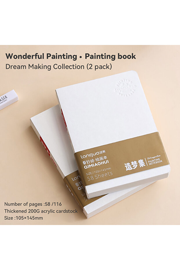 2Books 10.5x14.5cm Languo 58 Sheets Drawing Notebook Thick Paper Sketchbook Portable Watercolor Book