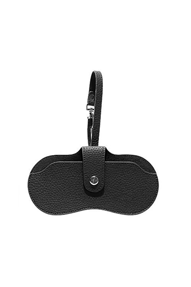 black Magnetic Glasses Case - Slim Leather Sunglasses Pouch Holder - Portable Travel Eyewear Organiz