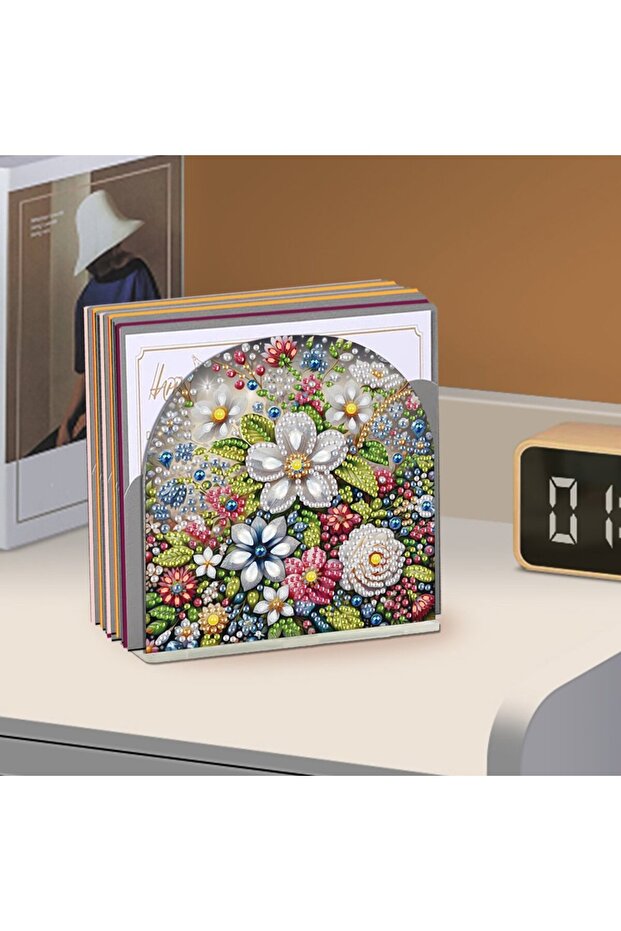 ZJH021 1 Piece/Set DIY Floral Pattern Diamond Art Tissue Holder Acrylic Napkin Holder Craft Home Off