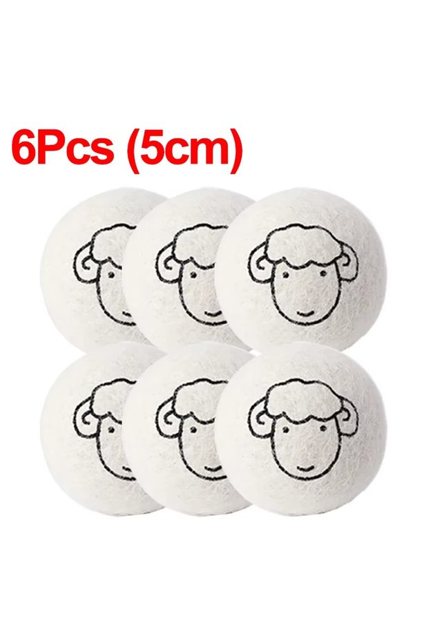 lamb 6pcs (5cm) Clothes Wool Dryer Balls Laundry Tumble Dryer Balls Dryer Balls Laundry Softener Reu