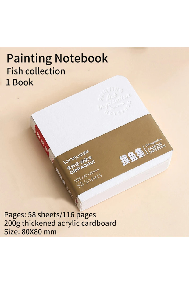 1 Book 8x8cm Languo 58 Sheets Drawing Notebook Thick Paper Sketchbook Portable Watercolor Book Gouac