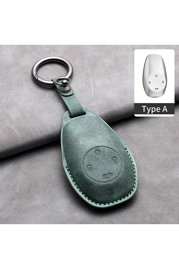 Green A1 Leather Car Remote Key Case Cover for Leapmotor T03 S01 C11 for Leapmotor C01 T03 S01 C11 2