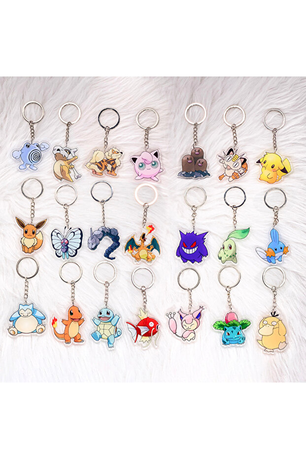 5 cm 22 1/21PCS Pokémon Characters Pikachu Bulbasaur Acrylic Keychain Bag Charms Accessories Backpac