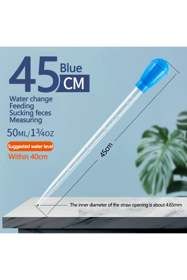 45cm Blue Lengthen Pipettes Cleaner Simple Cleaning Tool For Aquarium Water Changer Aquarium Siphon