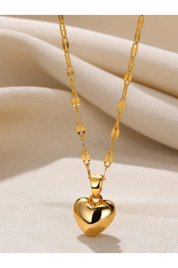 Gold-color Stainless Steel Gold Beloved Charm Pendant Necklace for Women New Trend Girls Clavicle Ch