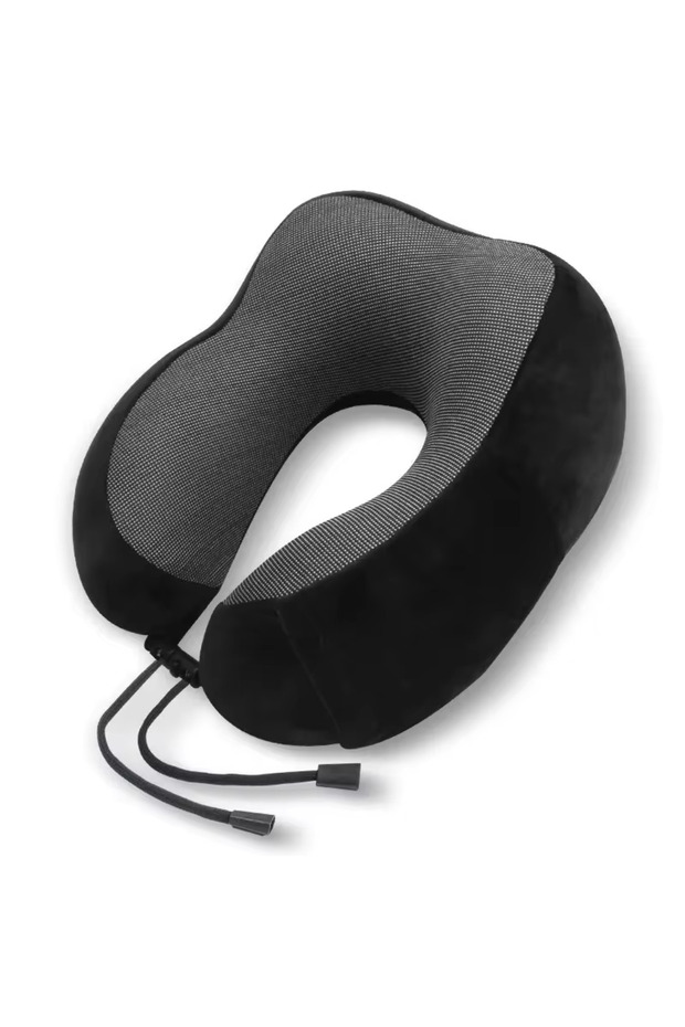 black 1pc U Travel Memory Cotton Pillow NeckMotor Cars And Aeroplanes NapMagnetic Fabric Ushaped