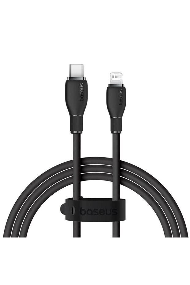 كابل USB-C أسود من مادة TPE بطول 1.2 متر لأجهزة iPhone 14 و13 و12 و11 Pro Max وXs و8 Plus وiPad وMacbook