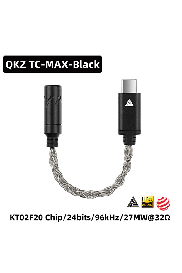 TC-MAX-Black QKZ TC-MAX Pro HiFi DAC USB Type C إلى 3.5mm مضخم صوت سماعات الرأس، وحدة فك تشفير الصوت، مضخم صوت سماعات الأذن الداخلية M