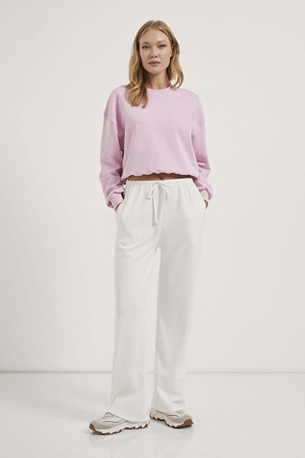 Women's Elastic Wide Leg White Modal Sweatpants