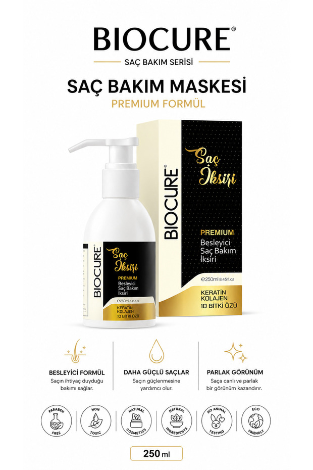 Premium Nourishing Hair Mask with Keratin and Collagen, 10 Herbal Extracts, Hair Elixir, 250ml.