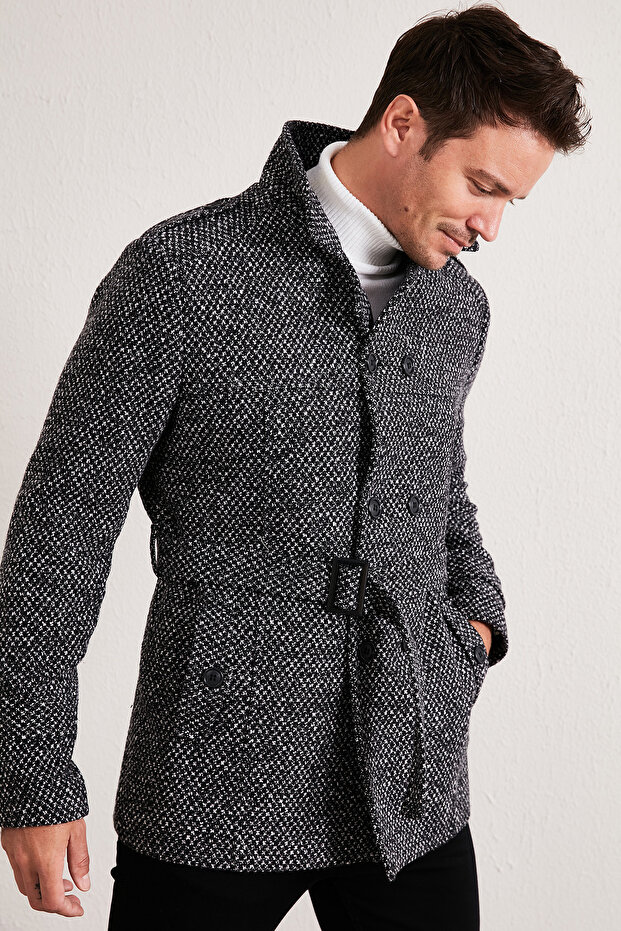 Slim Fit Pocketed Cotton Cashmere Coat Men's Coat 5841015