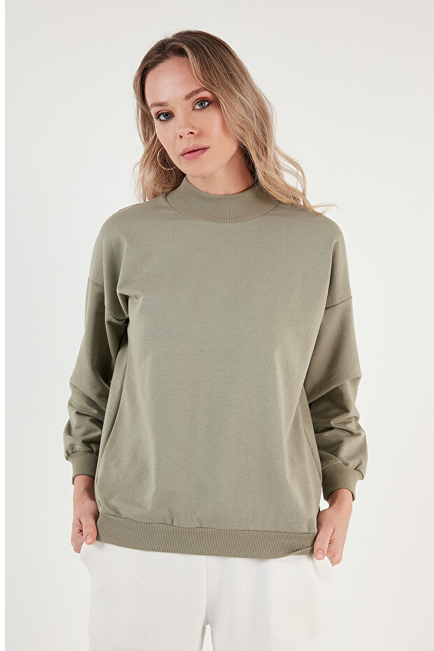 Cotton Stand Collar Basic Knitted Sweat SWEAT 5863323