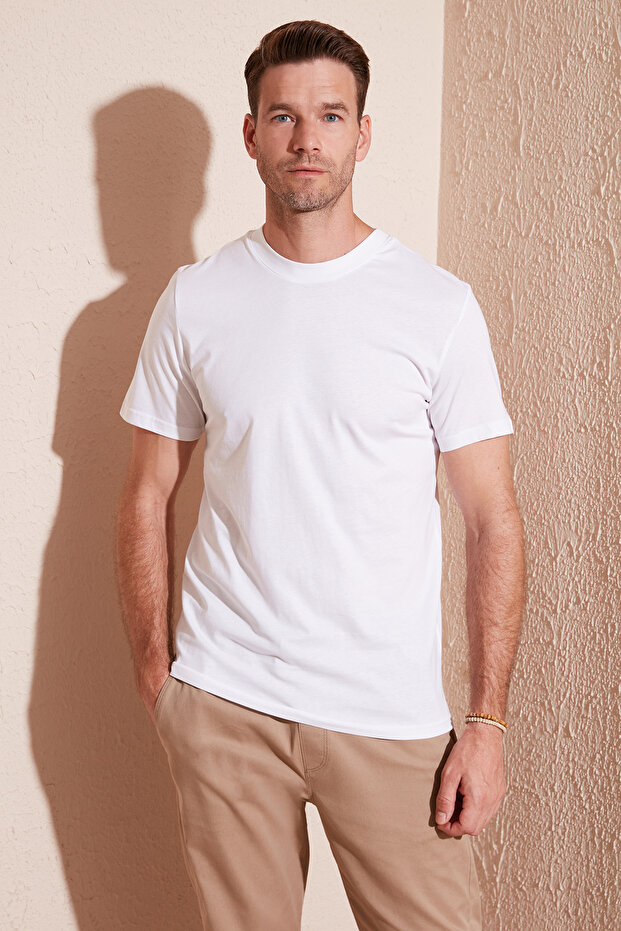 Cotton Regular Fit Crew Neck Basic T Shirt Men's T SHIRT 59020201