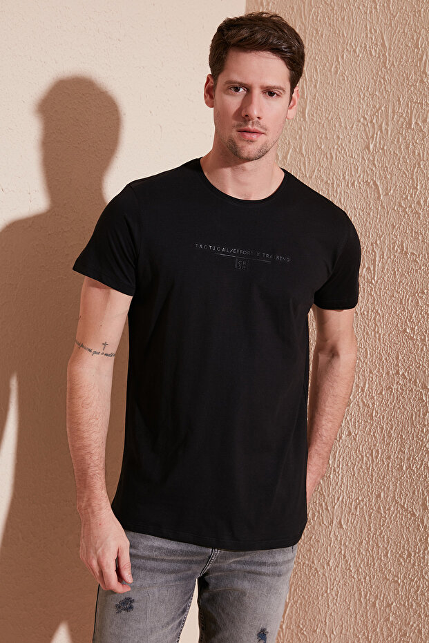 Text Printed Crew Neck 100% Cotton Slim Fit Basic T Shirt Men's T Shirt 541tactical