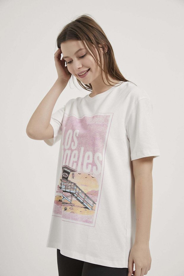 Armalife 11300 Printed Embroidery Detail Bis Collar Women's T-Shirt