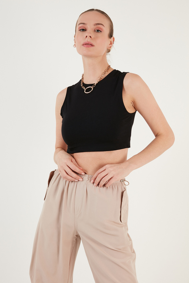 Cotton Crew Neck Slim Fit Crop Tank Top5865259