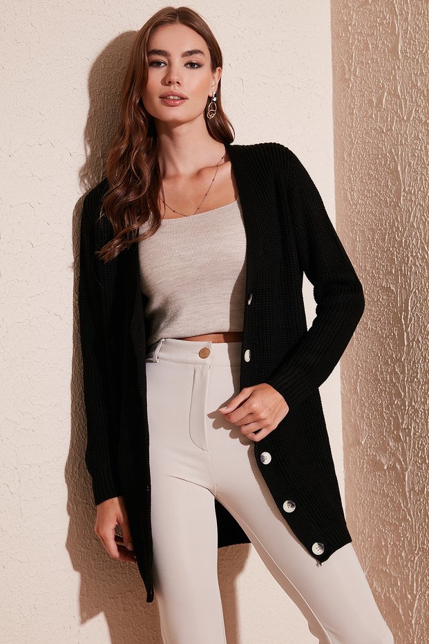 100% Acrylic Knitwear Knitted Long Cardigan Cardigan 4615044