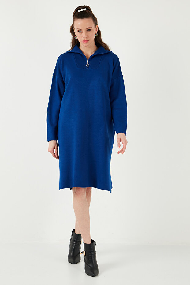 Half-Zip Slit Knitwear Dress Dress 4615213