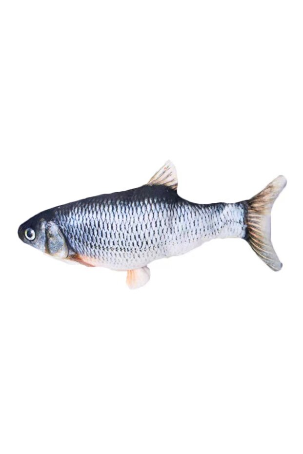 grey Cat Toy Fish Plush Interactive Simulation Fish USB Funny Durable Bite Kitten Toy Interactive El