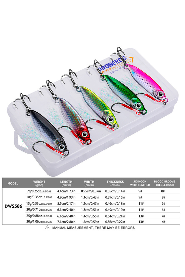 15g 5Pcs 5Pcs Metal Vib Lure Kit Cast Jig Spoon 7/10/15/20/30g Shore Casting Jigging Fish Sea Bass F