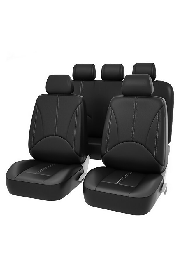 9PCS 9pcs/4pcs Set Car Seat Cover Universal Leather Black Seat Protector Cover Complete Set of All S