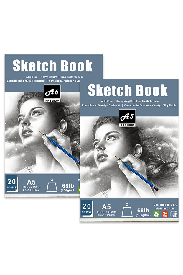 A5 2 pcs C 2 pcs/30 Sheet Thickened Spiral Sketchbook - Premium Quality Paper for Vibrant Colors & S