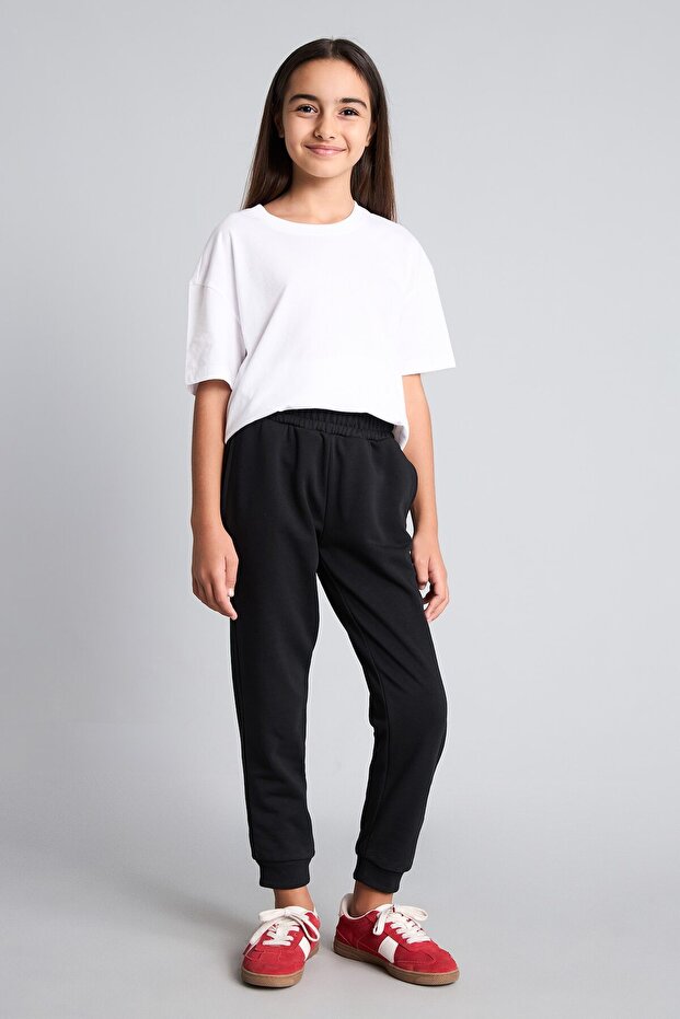 Girls' Black Jogger Standard Fit School Sweatpants Y1226a623au