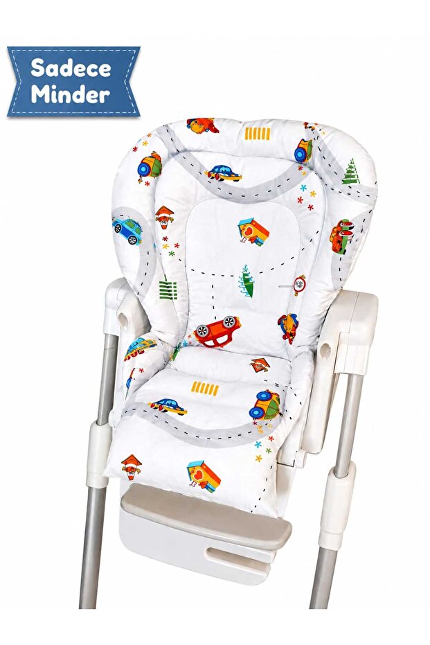 High Chair Cushion for Joie xl Chicco (No belt snap holes) Traffic Pattern